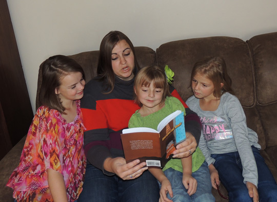 Heather Reading to her Kids